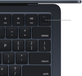 Draufsicht auf die MacBook Air Tastatur mit Touch ID